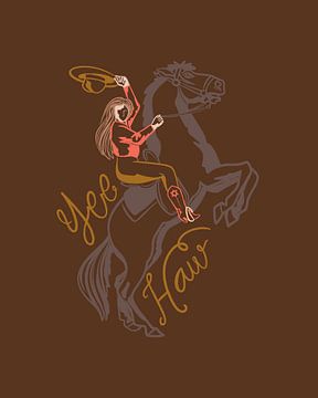 Cowgirl chevauchant un cheval d'élevage