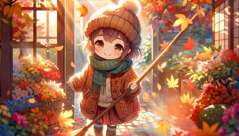 Herbstputz mit Manga-Charakter von artefacti