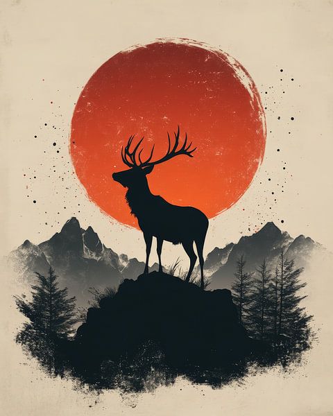 Silhouette de cerf majestueux par Jordan