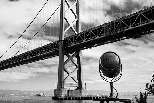 Bay Bridge Detail in zwart-wit, San Francisco, VS