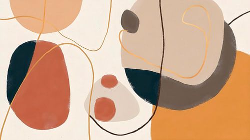 Flow - abstracte kunst in gele roest en neutrale kleuren