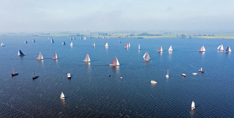 Aerial photo of skutsjessilen on the Fluessen in Friesland by Eye on You