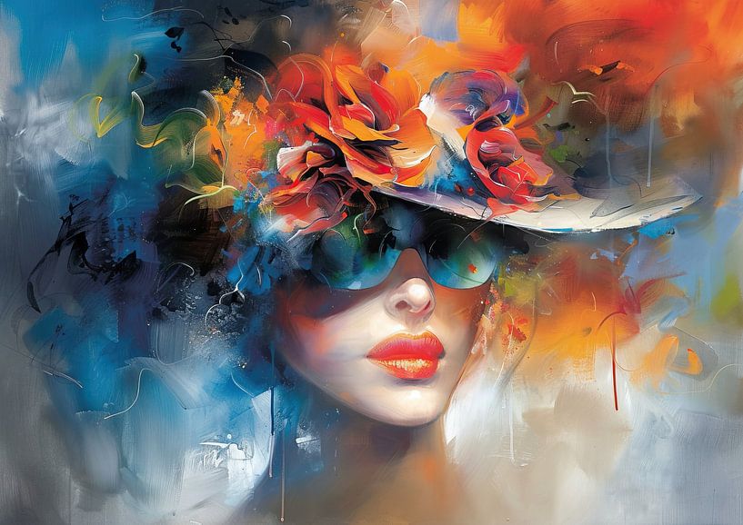 Floral Hues Unleashed van Abstract Schilderij