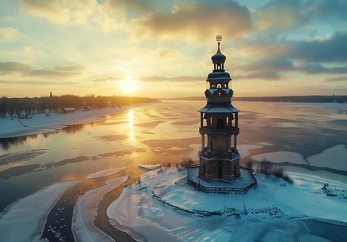 Licht benadrukt silhouet kerk