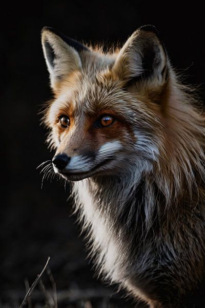 Realistic fox with dark background by Art & Soul Creations