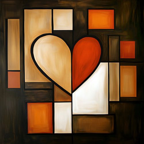 Heart Cubism Earth tones II