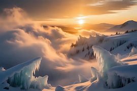 The glitter of ice crystals in the evening light by Jean Pierre