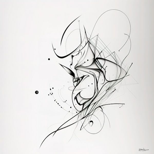 simpele lijntekening op witte achtergrond. van Gelissen Artworks