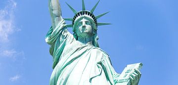 Close view of the Statue of Liberty over blue sky by Maria Kray