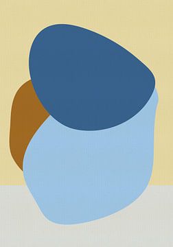 Simple shapes in pastel colors - blue, terra on butter yellow and white. by Dina Dankers