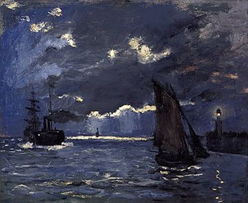 Meereslandschaft, Schifffahrt bei Mondschein, Claude Monet