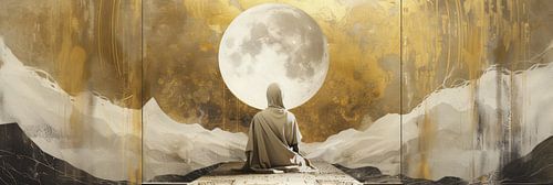 Krachtig mysterieus portret van een onherkenbaar persoon als abstracte kunst panorama