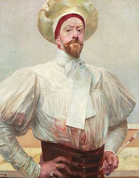 Zelfportret in witte jurk, Jacek Malczewski