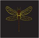 Insecte libellule couleur jaune or sur fond noir par sarp demirel Aperçu