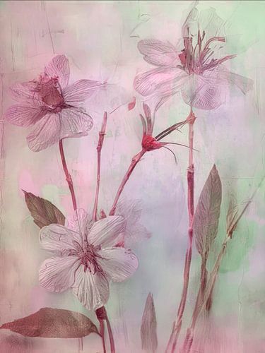 Botanisch schilderij met een serene en romantische sfeer