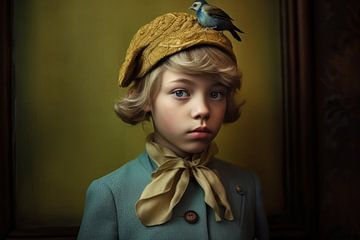 Fine art portret "Me and my bird" van Carla Van Iersel