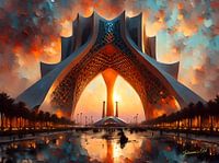 The Azadi Tower, Tehran, Iran at sunset