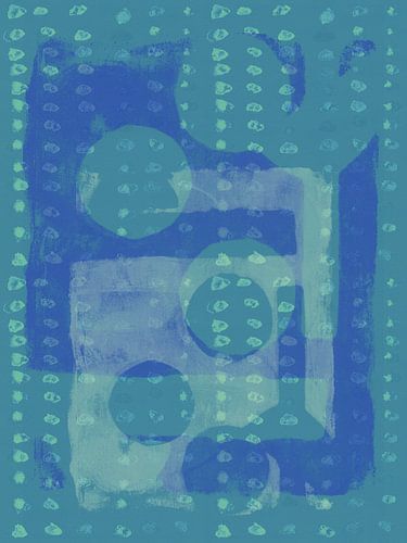 Formes organiques abstraites en bleu et vert.