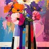 Modernes abstraktes Stilleben. Vase mit Blumen im Pop Art Stil von STUDIO ARTSY
