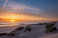 De Kerf Schoorl met oranje lucht en ondergaande zon van René Groeneveld thumbnail