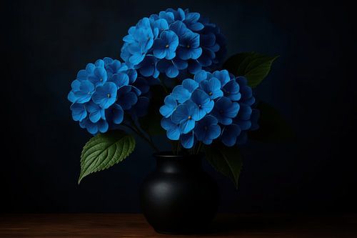 Hortensia stilleven met donker contrast