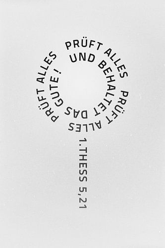 Jaarlijks motto 2025 motief vergrootglas. Test alles en bewaar wat goed is! 1 Tessalonicenzen 5:21