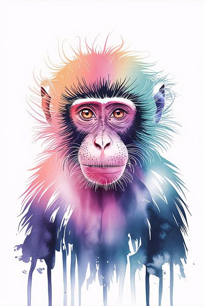 Aquarelle d'un singe coloré par Art & Soul Creations