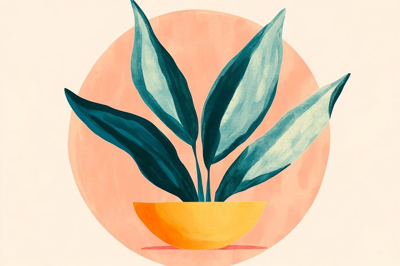 Grüner Begleiter im blühenden Topf von Poster Art Shop