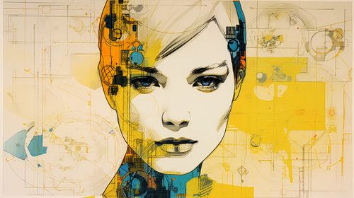 Pop-Art Neo-Dada Vrouw Portret