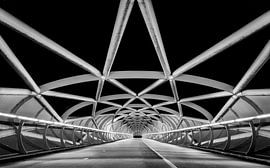 Fietsbrug de groene verbinding in zwart en wit