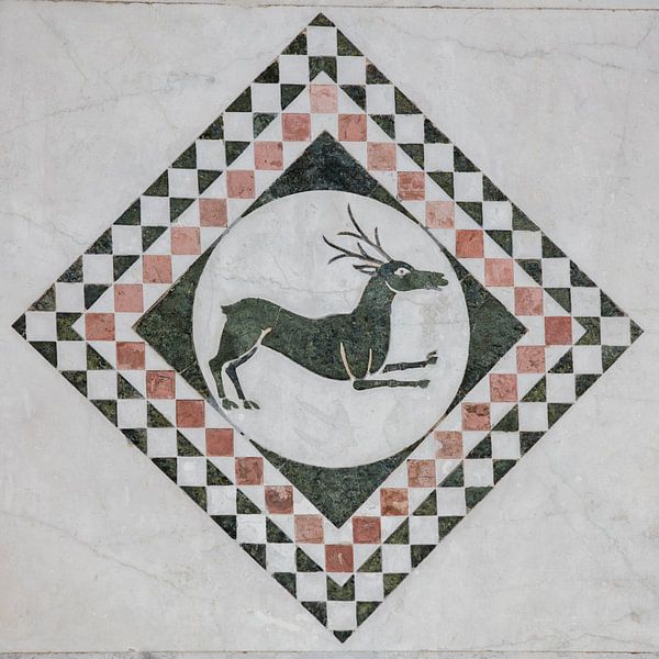 Relief of Deer on the Cathedral of Saint Martin in Lucca, Tuscany, Italy by Joost Adriaanse