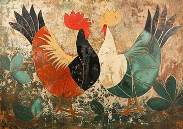 Kippenschilderij | Vintage Farmline Essence van Blikvanger Schilderijen