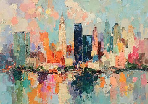 De skyline van New York City in pasteltinten