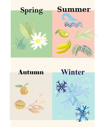 4 saisons art du printemps été automne et hiver