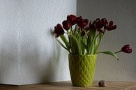 Dieprode tulp in groene pot van Susan Hol thumbnail
