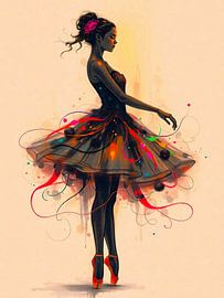 Ballerina Tanzt in Farbexplosion von A.D. Digital ART