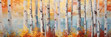 Wide Aspen Forest Palette Knife Style Oil Painting by Art In Focus