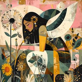 Fairy expressive and colourful in pink yellow green by Emiel de Lange