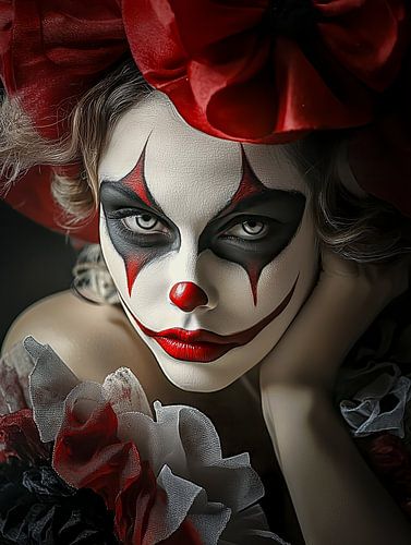 Intrigerende horror harlekijn in donkere elegantie