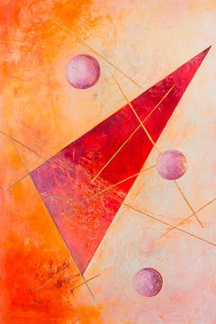 Geometric harmony in red and orange by Poster Art Shop