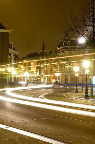 Utrecht by night | lange sluitertijd opname van Utrecht van Marcel Mooij