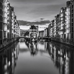 Hambourg Speicherstadt en noir et blanc