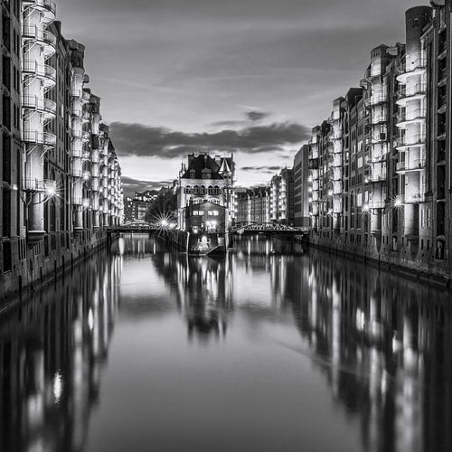 Hamburg Speicherstadt in Schwarz-Weiß