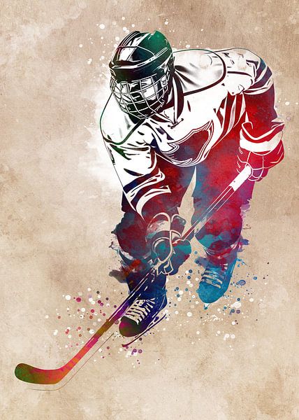 Hockey player sport art #hockey by JBJart Justyna Jaszke