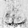 Schilderij van de rug  van een naakt vrouwen model in zwart wit. van Therese Brals