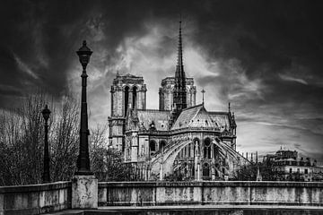 Notre-Dame von Paris in schwarz-weiß von Chihong