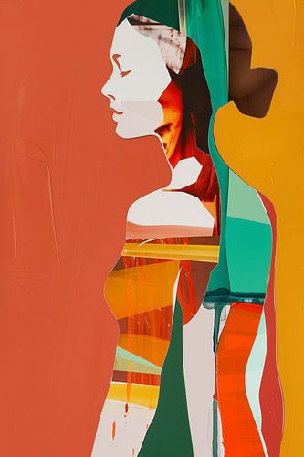Portrait féminin en abstraction géométrique