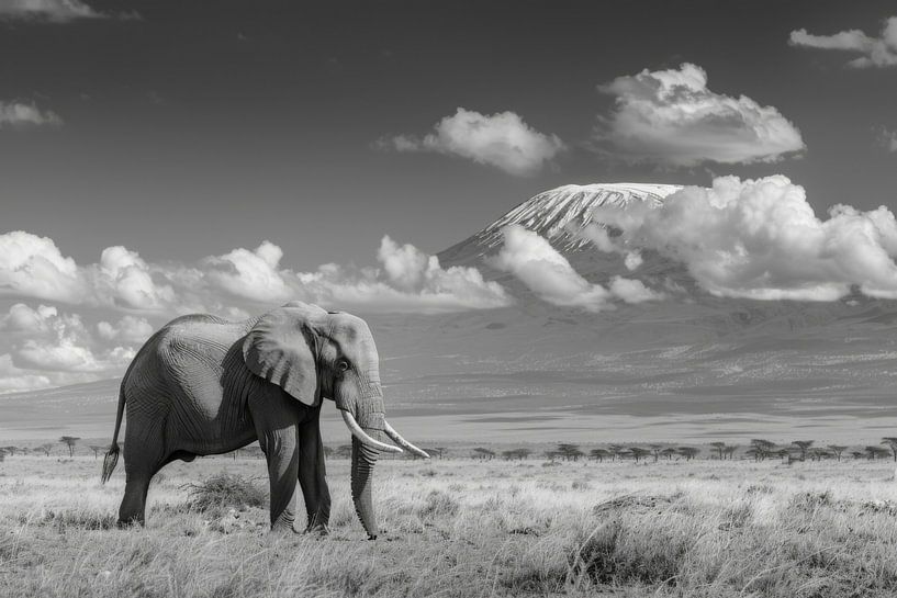 Elefant und Kilimandscharo von Poster Art Shop