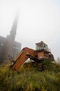 Abandoned excavator and factory with fog by Steven Dijkshoorn thumbnail