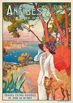 Vintage poster voor Antibes aan de Cote d'Azur in Frankrijk van Kim Spapens